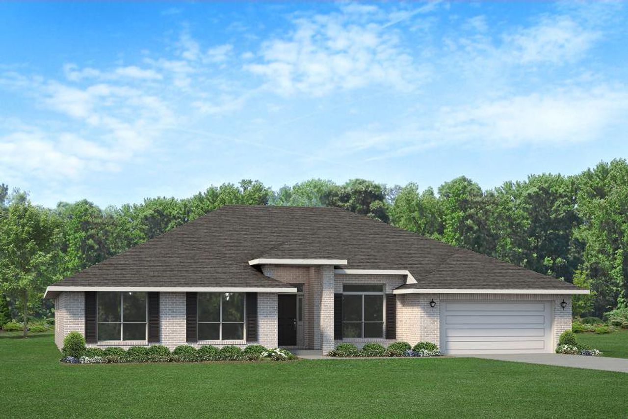 Representative exterior photo of a completed home built from the Plan 3010 by Adams Homes in Cedar Creek at Deerpoint Lake, Panama City, FL (Image 2).