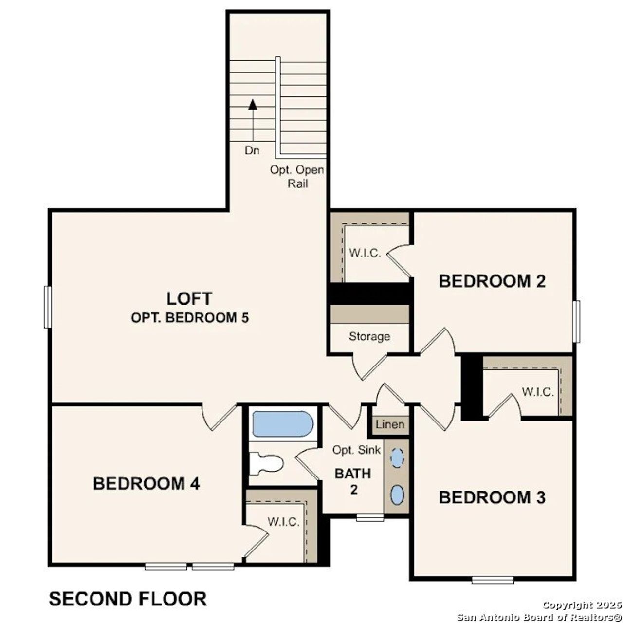 2D floor plan layout of this home in Cinco Lakes, San Antonio, TX (Image 2).