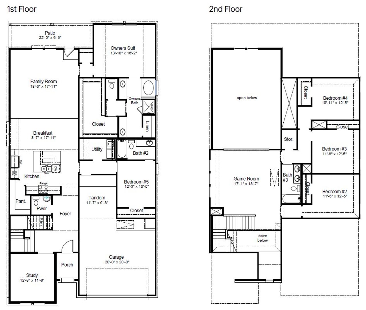 2D floor plan layout of this home in Cordova Crossing, Seguin, TX (Image 2).