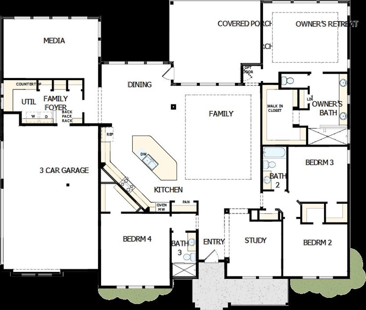 2D floor plan layout of this home in Thornebrook, Bulverde, TX (Image 2).
