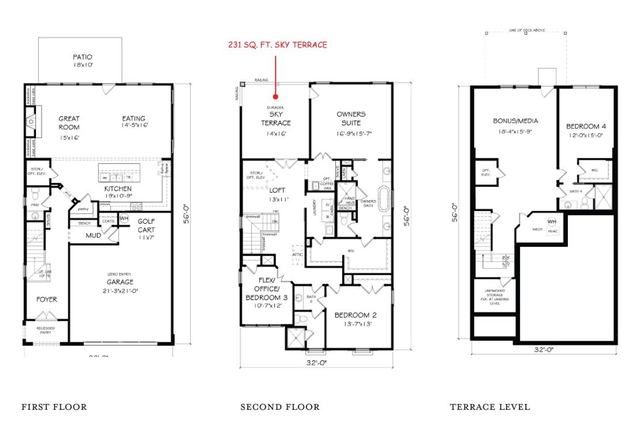 2D floor plan layout for the The Bentley by JW Collection in Lakeside at River Green, Canton, GA (Image 2).