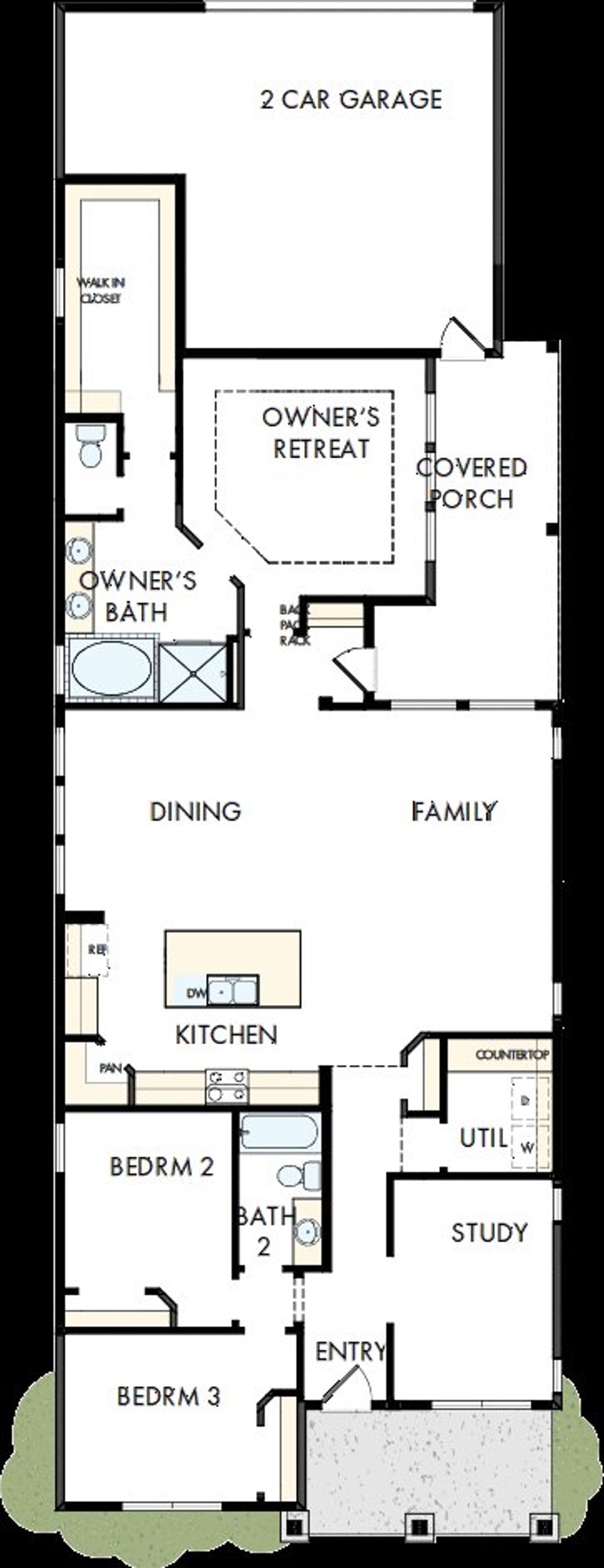 2D floor plan layout of this home in Emerald Heights at Bridgeland Central – 42’ Alley, Cypress, TX (Image 2).