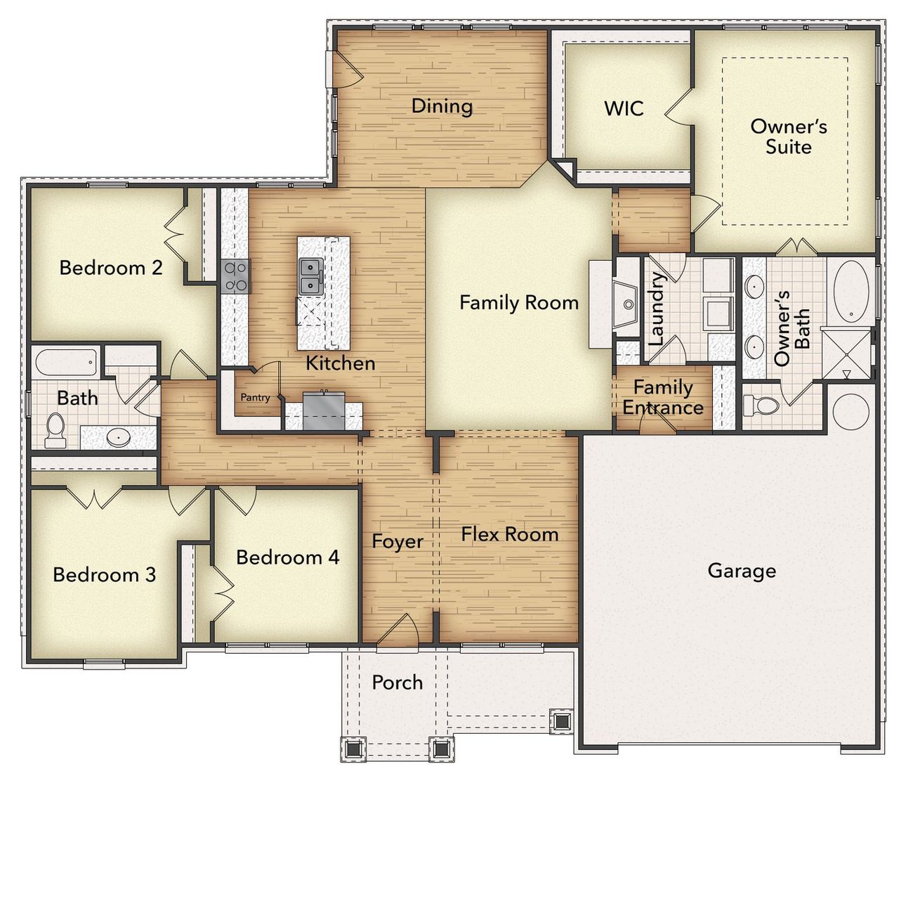 2D floor plan layout of this home in Hillview Addition, Decatur, TX (Image 2).