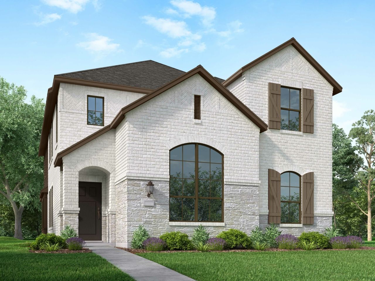 Representative exterior photo of a completed home built from the Warrenton Plan by Highland Homes in Veramendi: 40ft. Rear Entry - (A), New Braunfels, TX (Image 2).