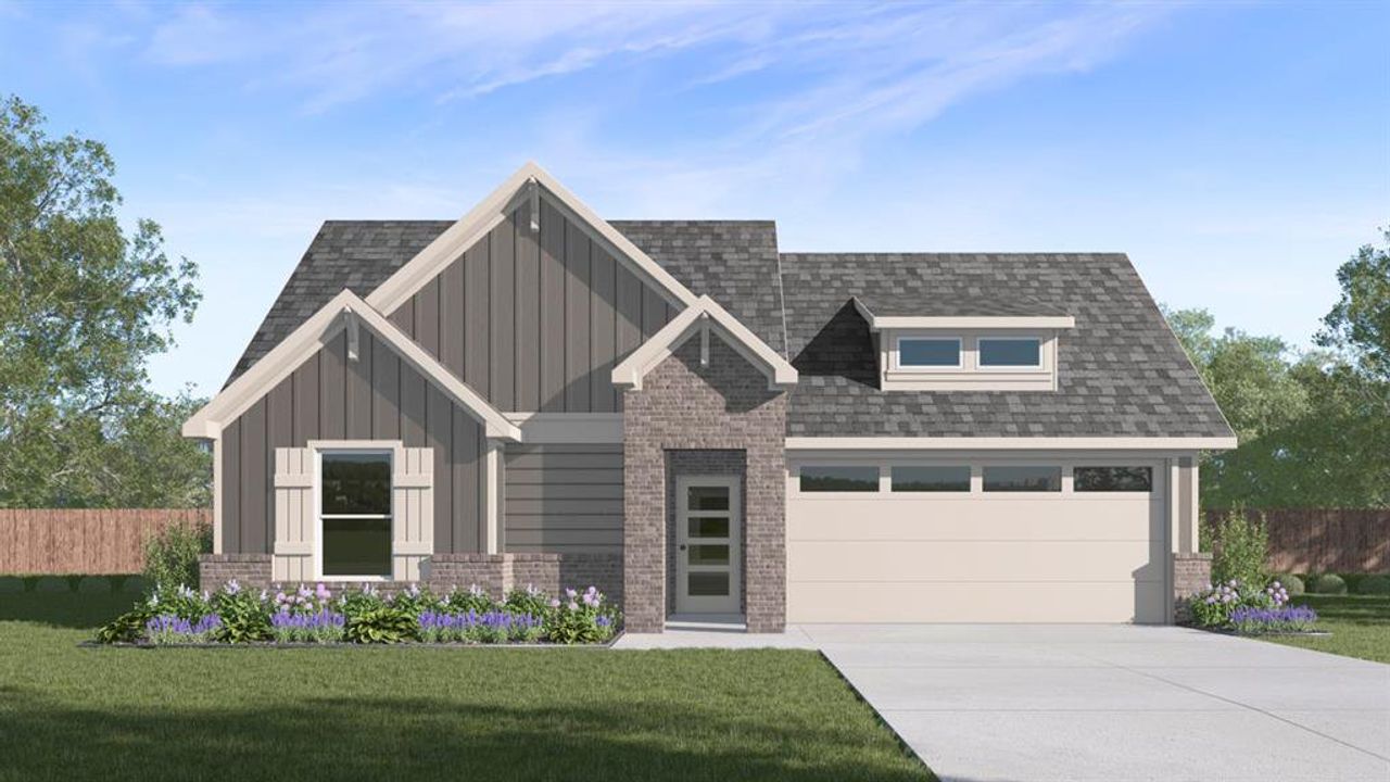Front exterior of a new home in The Reserve at Timber Creek, Lindale, TX, highlighting curb appeal (Image 2). Front exterior of a new home in The Reserve at Timber Creek, Lindale, TX, highlighting curb appeal (Image 2).