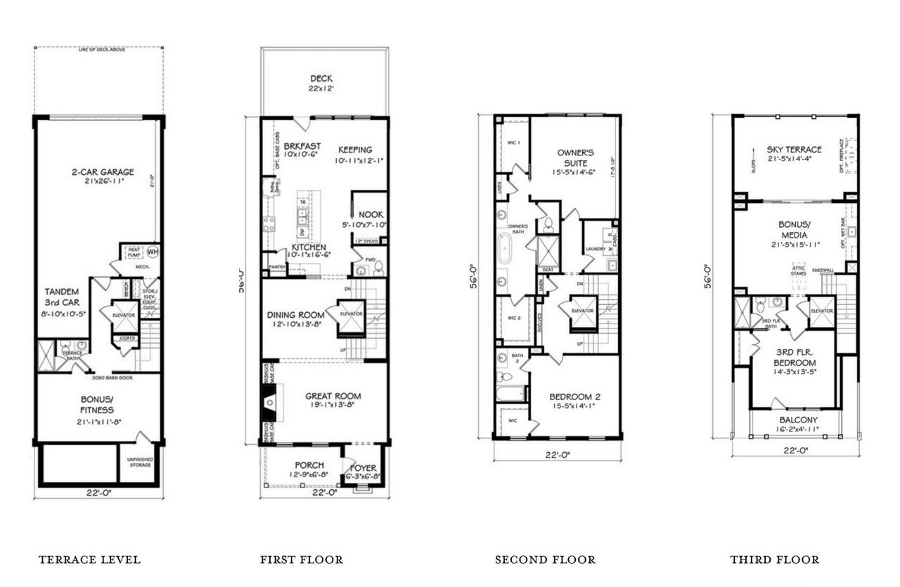 2D floor plan layout for the The Barrington by JW Collection in South On Main, Woodstock, GA (Image 2).