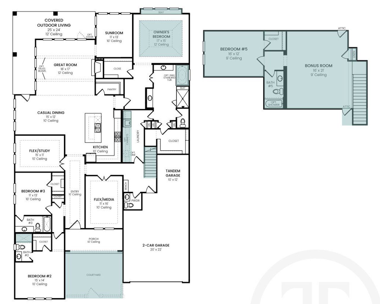 2D floor plan layout of this home in Windsong Ranch – 71′, Prosper, TX (Image 2).