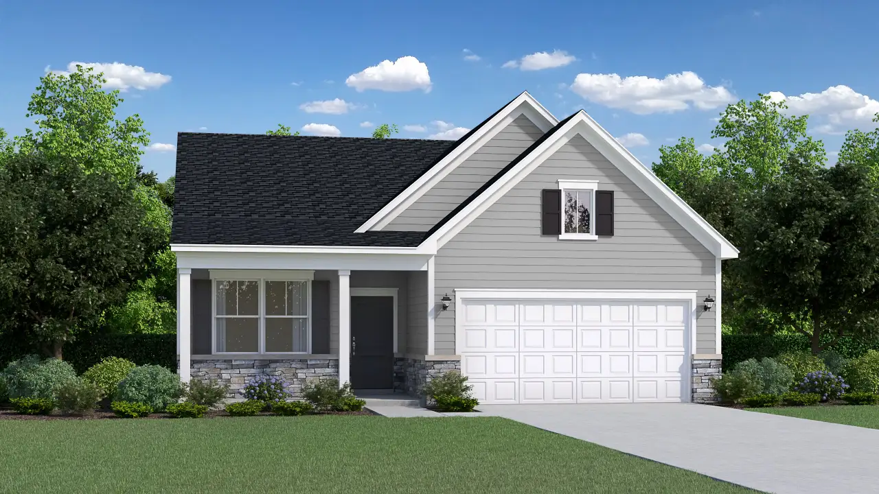 Representative exterior photo of a completed home built from the Myrtle by Veranda Homes in Halton Oaks, Spartanburg, SC (Image 2). Representative exterior photo of a completed home built from the Myrtle by Veranda Homes in Halton Oaks, Spartanburg, SC (Image 2).