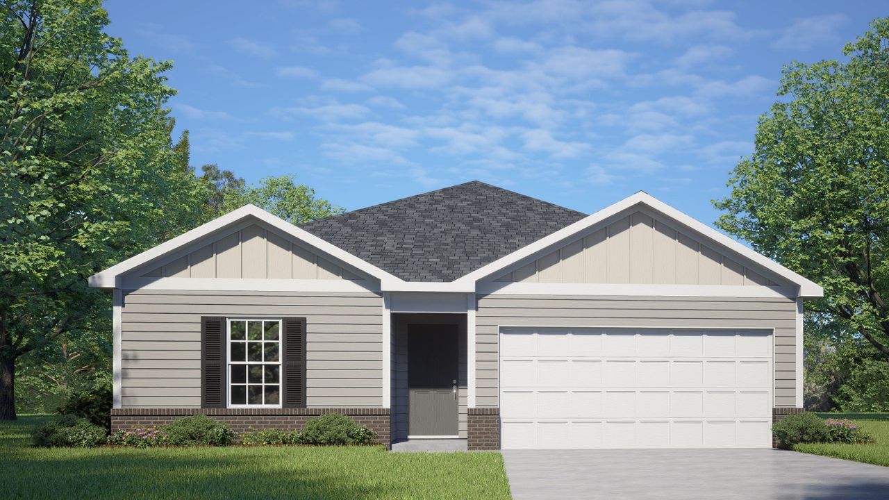 Representative exterior photo of a completed home built from the Freeport II - Express by D.R. Horton in Jetstream Park, Wilson, NC (Image 2).