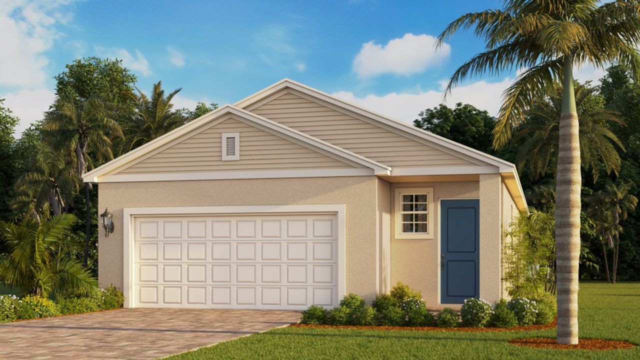 Representative exterior photo of a completed home built from the Milton by D.R. Horton in Coral Lakes - Tradition & Express, Punta Gorda, FL (Image 2).