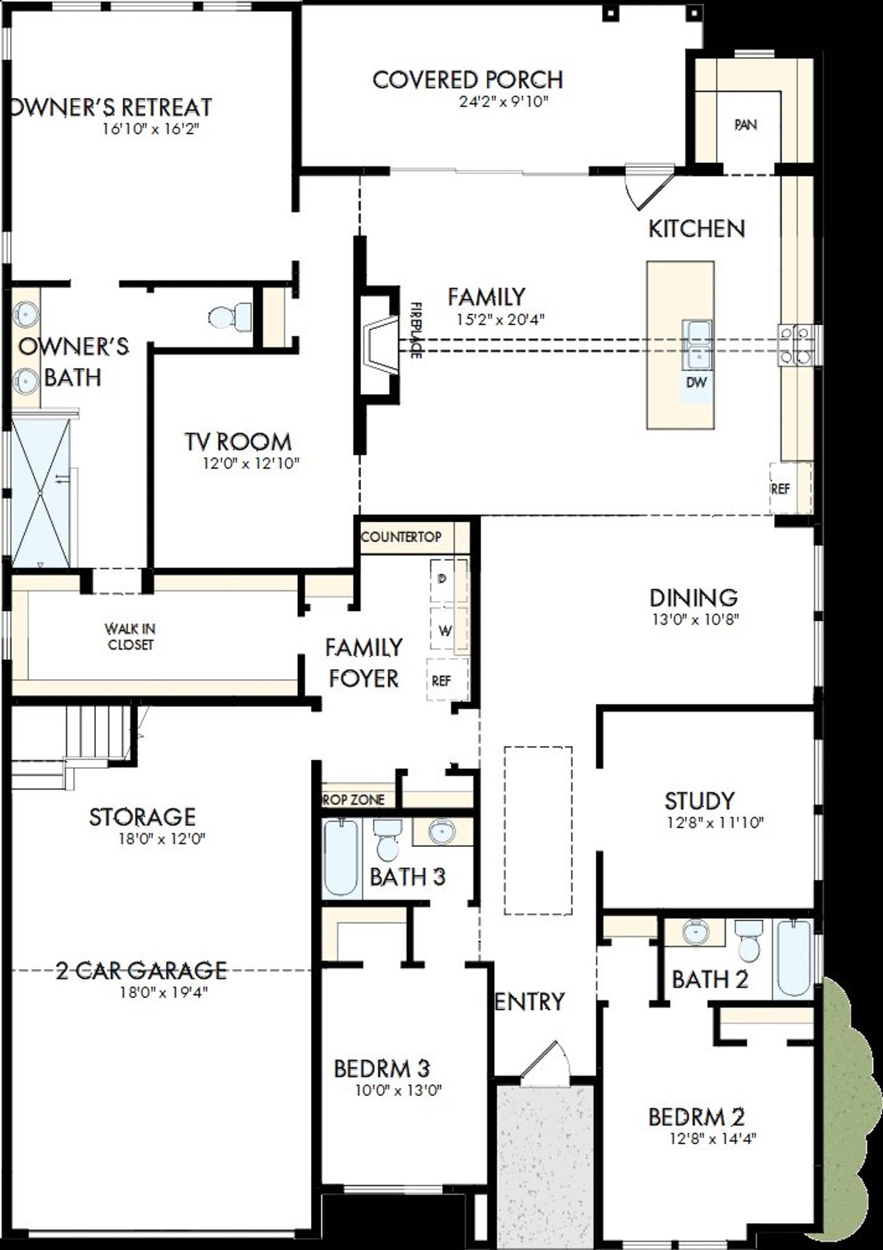 2D floor plan layout of this home in Kissing Tree – Summit Series, San Marcos, TX (Image 2).