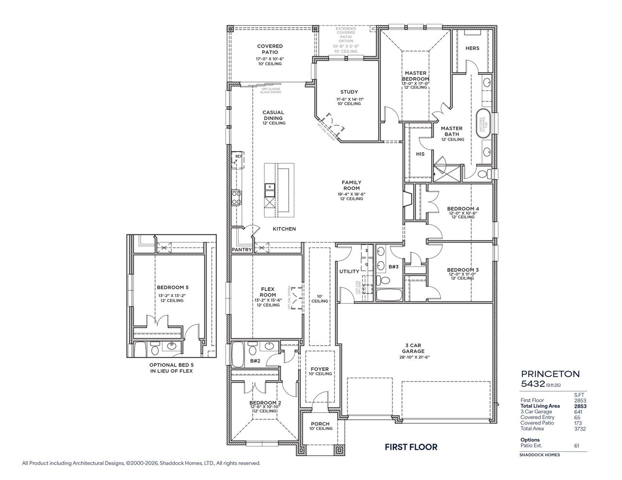 2D floor plan layout of this home in Custer Ridge Estates, Allen, TX (Image 2).