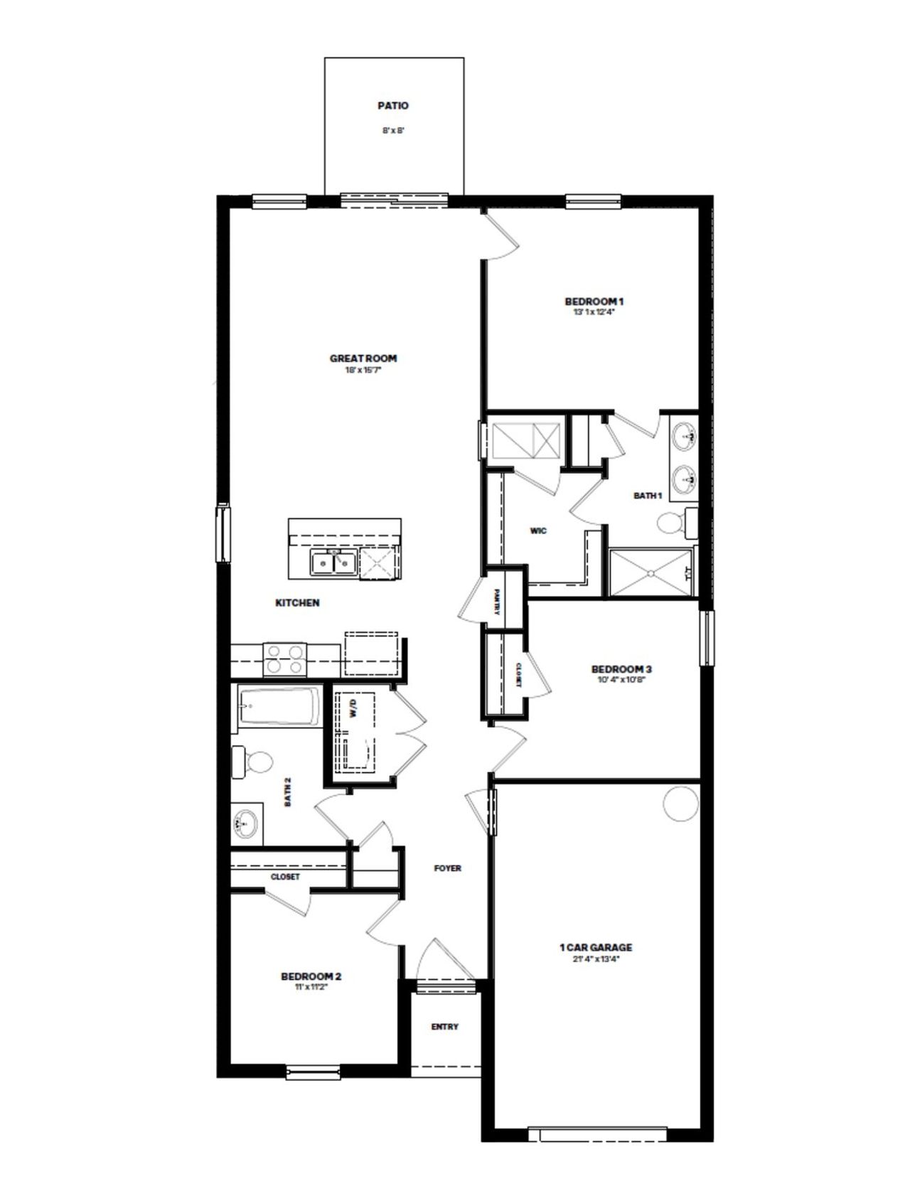 2D floor plan layout of this home in Brighton Park, Hudson, FL (Image 2). 2D floor plan layout of this home in Brighton Park, Hudson, FL (Image 2).