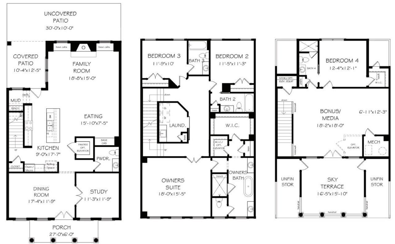 2D floor plan layout for the The Stratford by JW Collection in The Heritage at Farmer’s Crossing, Ball Ground, GA (Image 2).