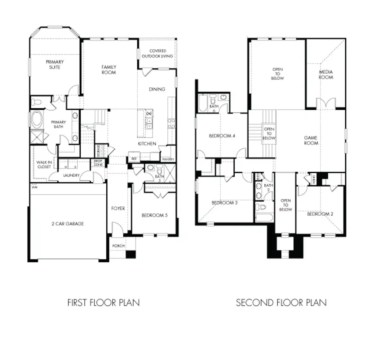 2D floor plan layout of this home in Stewart's Ranch, Conroe, TX (Image 2).