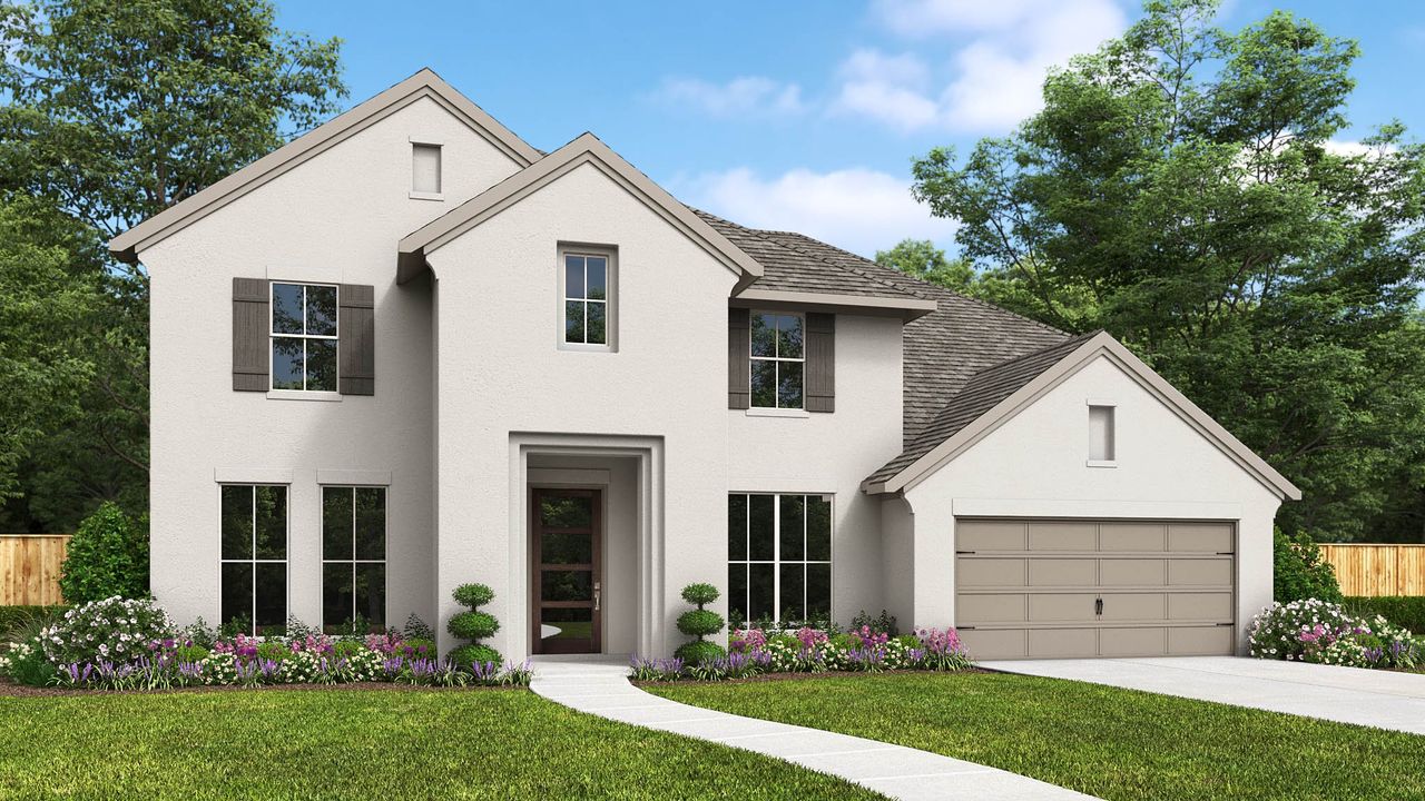 Representative exterior photo of a completed home built from the 4098P by Perry Homes in Audubon Park 70', Magnolia, TX (Image 2). Representative exterior photo of a completed home built from the 4098P by Perry Homes in Audubon Park 70', Magnolia, TX (Image 2).