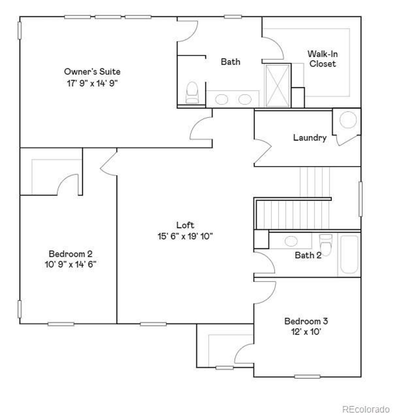 2D floor plan layout of this home in Eastcreek Farm: The Camden Collection, Thornton, CO (Image 2).