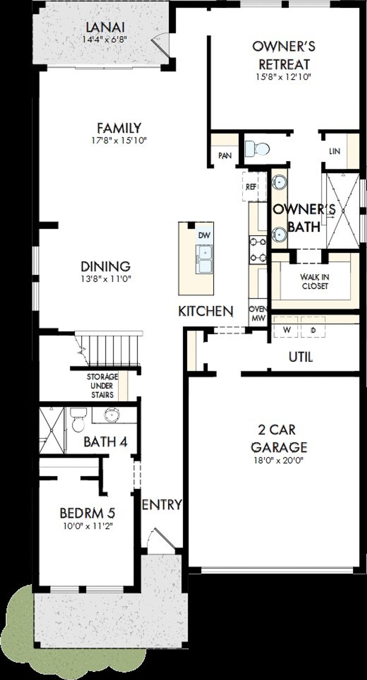 2D floor plan layout of this home in Waterset Tradition Series, Apollo Beach, FL (Image 2).