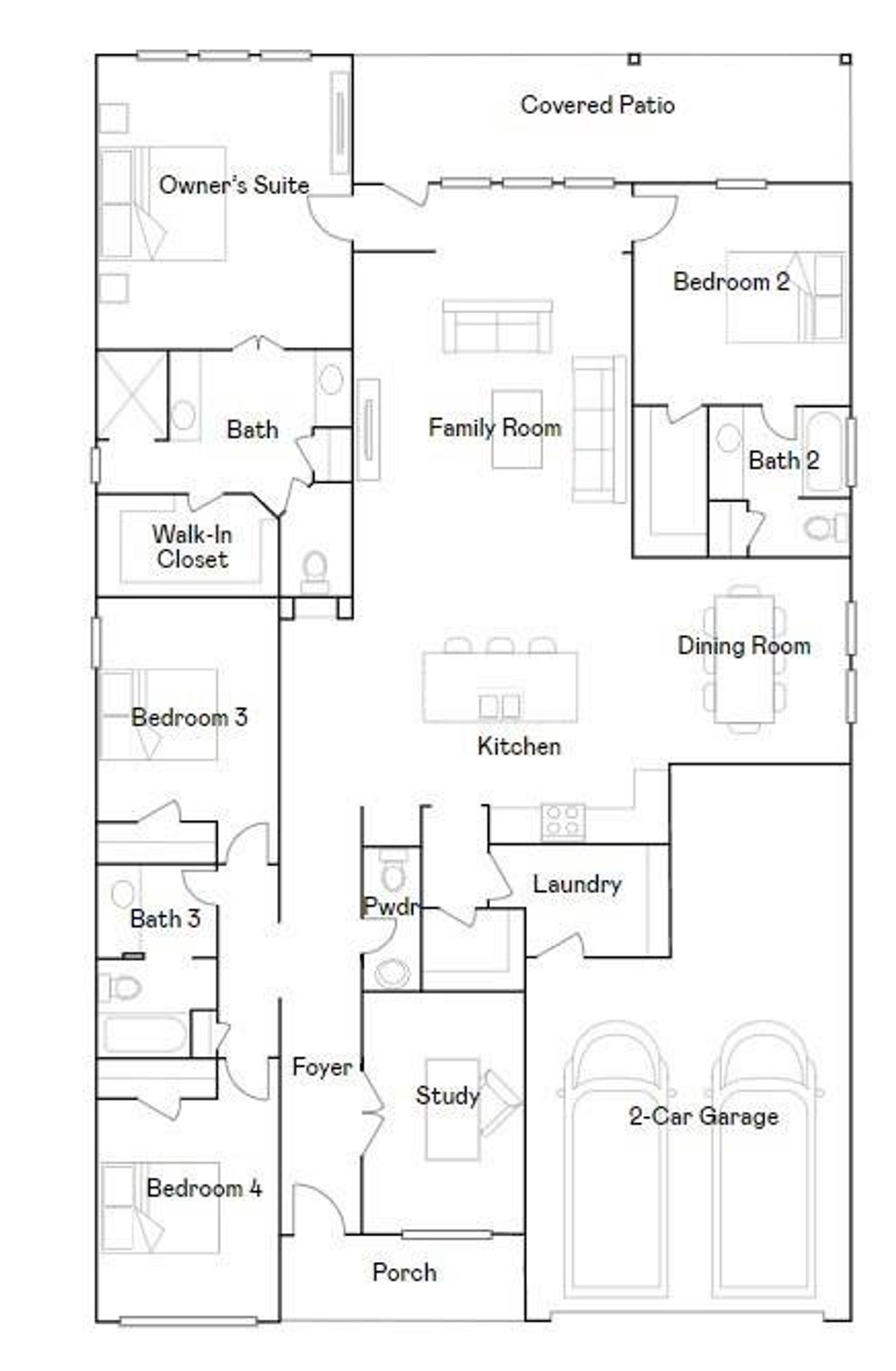 2D floor plan layout of this home in The Preserve at Rosenberg: Fairway Collection, Rosenberg, TX (Image 2). 2D floor plan layout of this home in The Preserve at Rosenberg: Fairway Collection, Rosenberg, TX (Image 2).