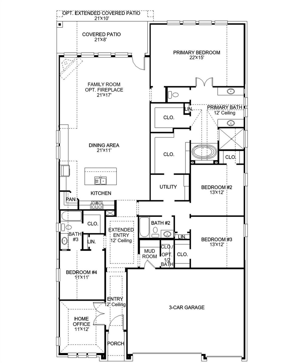 2D floor plan layout of this home in Wolf Ranch, Georgetown, TX (Image 2).