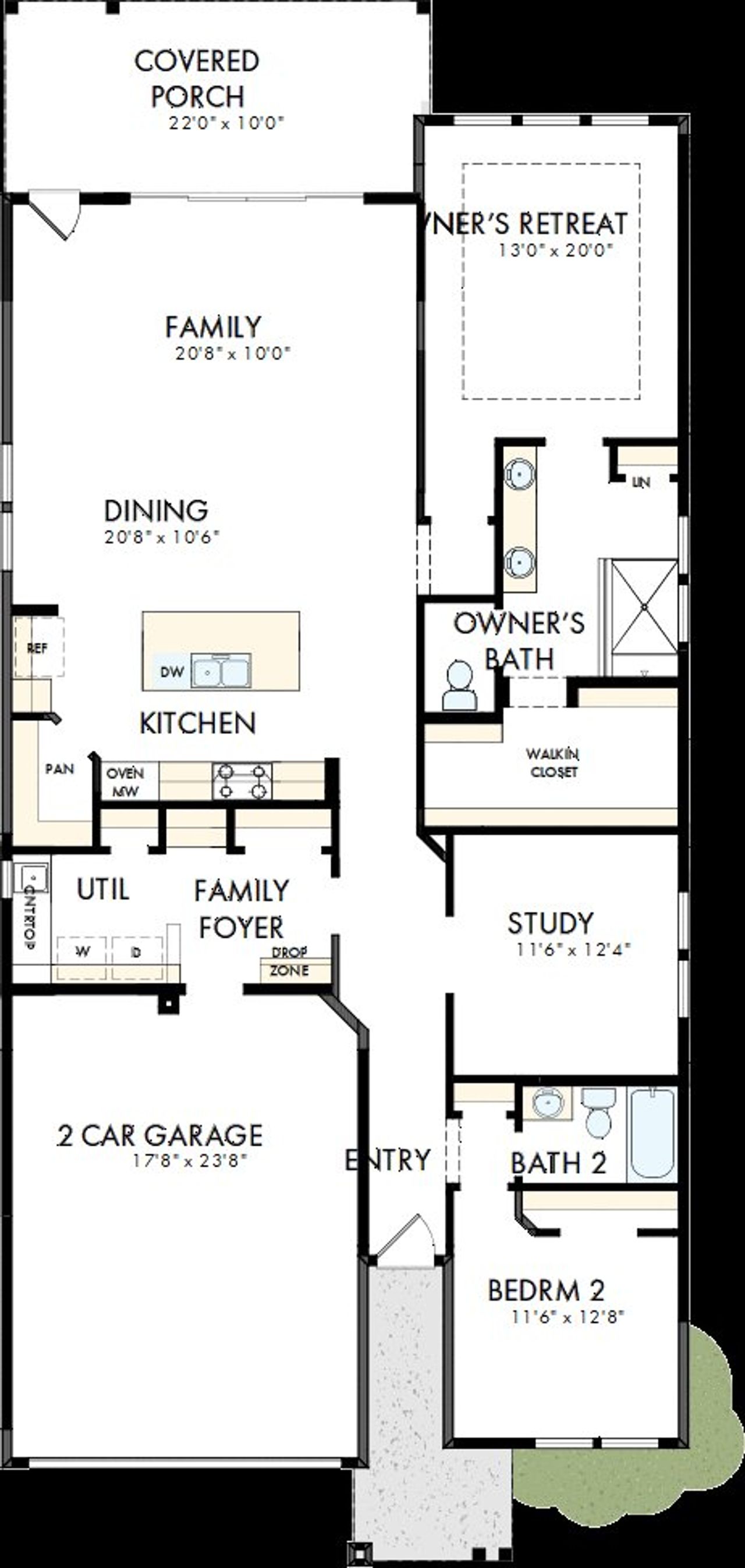 2D floor plan layout of this home in Encore at Chatham Park – Classic Series, Pittsboro, NC (Image 2).