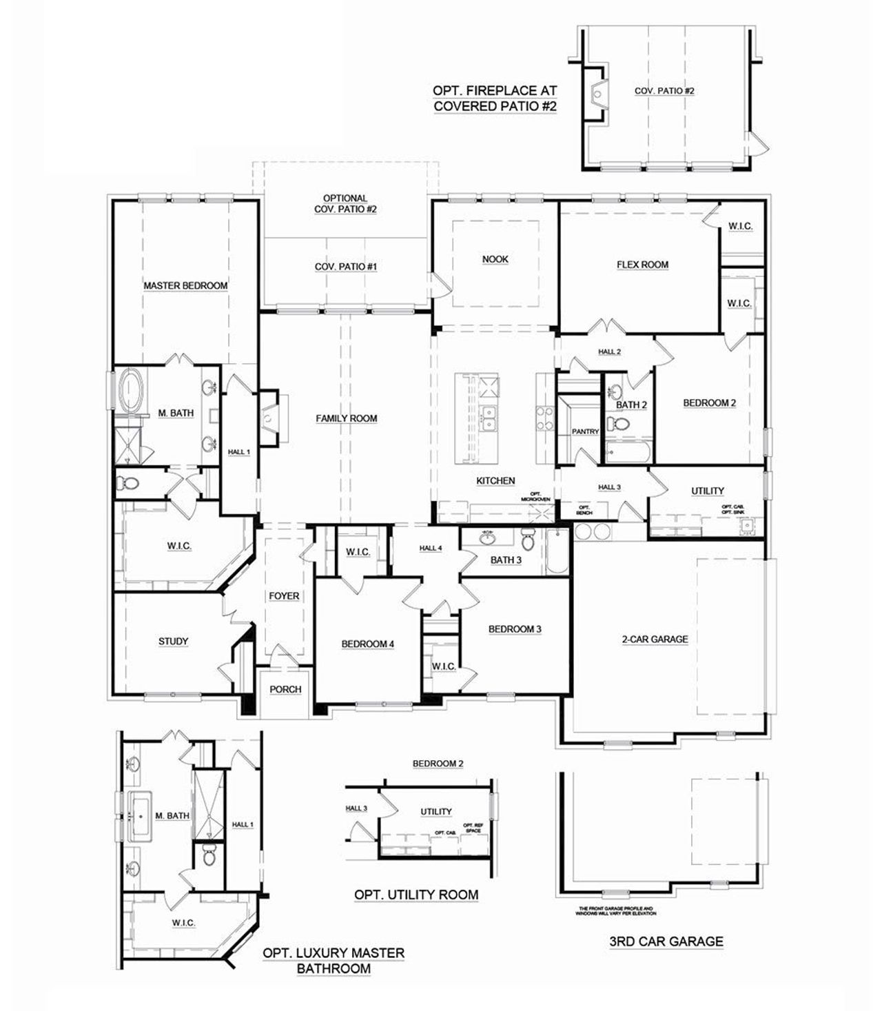 2D floor plan layout for the Concept 3141 by Risewell Homes in Paloma Ranch, Justin, TX (Image 2).