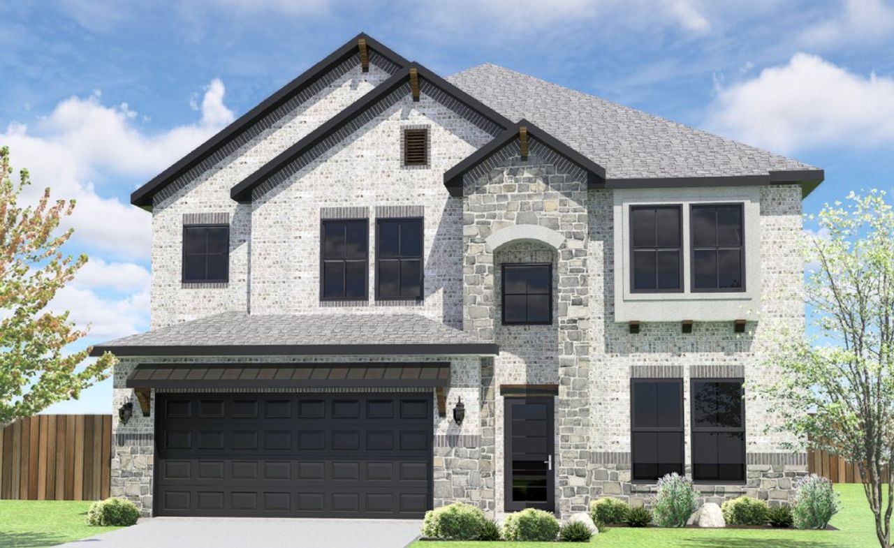 Representative exterior photo of a completed home built from the Ryland 2885HC by Saratoga Homes in Harmony Cove, Humble, TX (Image 2).