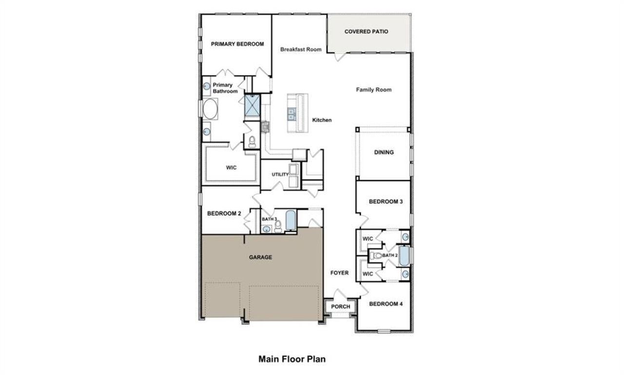 2D floor plan layout of this home in Walsh Ranch, Fort Worth, TX (Image 2).