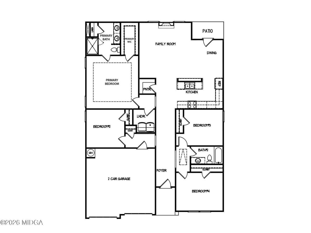 2D floor plan layout of this home in Robins Estates, Warner Robins, GA (Image 2).