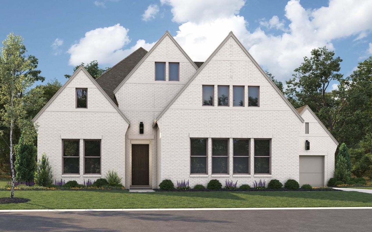 Representative exterior photo of a completed home built from the Plan 6022 by Tradition Homes in StarView – 74′, Prosper, TX (Image 2). Representative exterior photo of a completed home built from the Plan 6022 by Tradition Homes in StarView – 74′, Prosper, TX (Image 2).