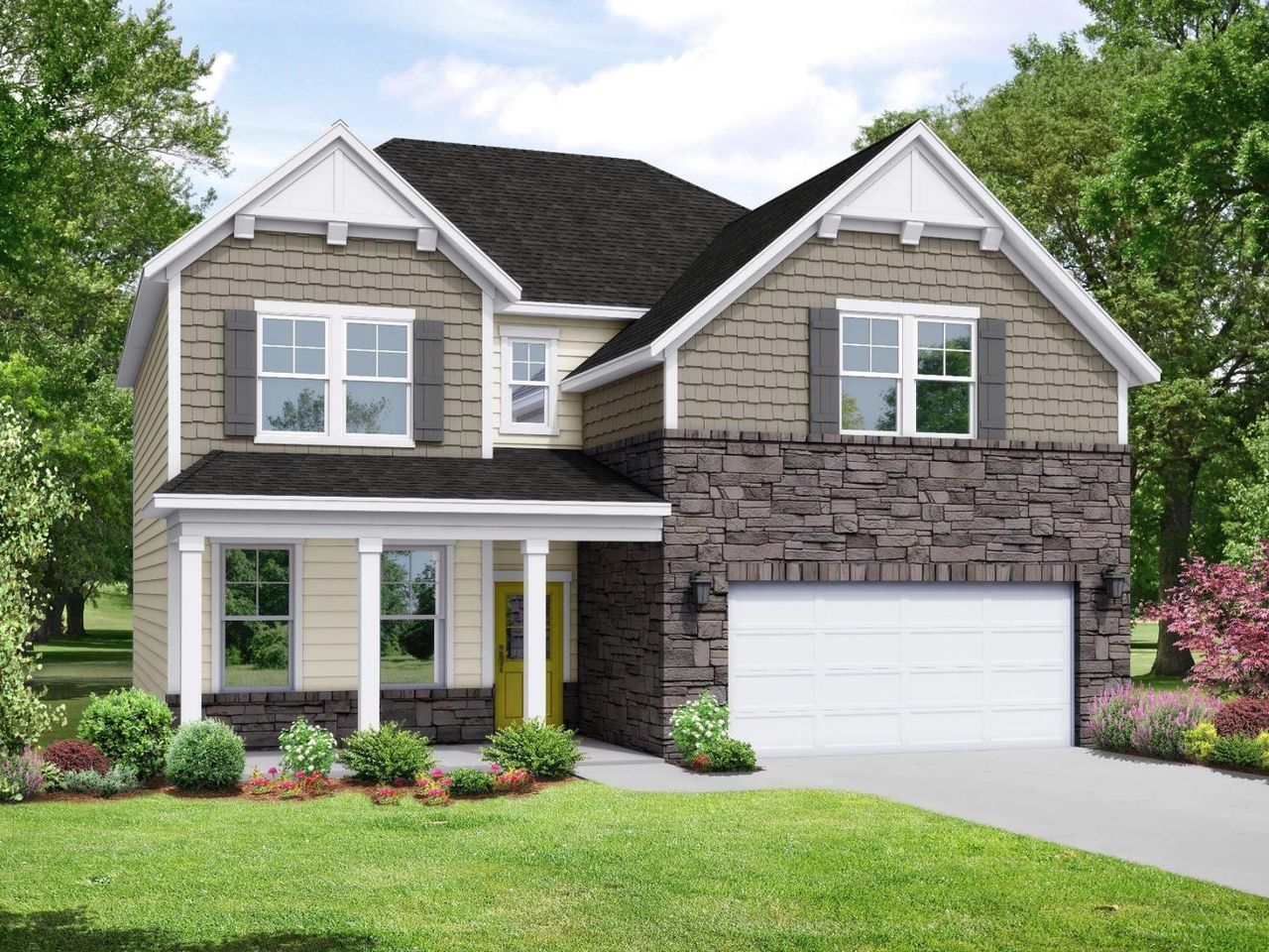 Front exterior of a new home in Calista Farms, White House, TN, highlighting curb appeal (Image 2). Front exterior of a new home in Calista Farms, White House, TN, highlighting curb appeal (Image 2).