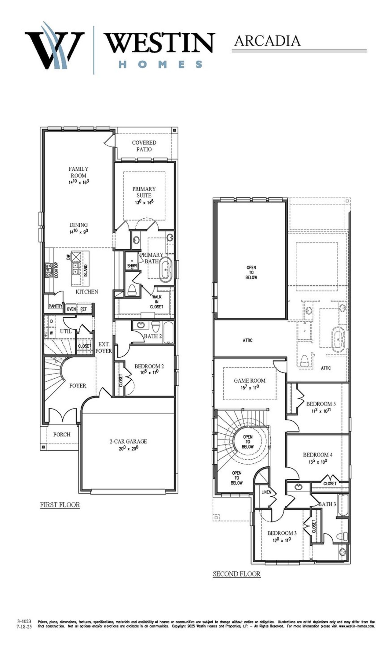 2D floor plan layout for the The Arcadia by Westin Homes in Parmer Ranch - 40', Georgetown, TX (Image 2). 2D floor plan layout for the The Arcadia by Westin Homes in Parmer Ranch - 40', Georgetown, TX (Image 2).