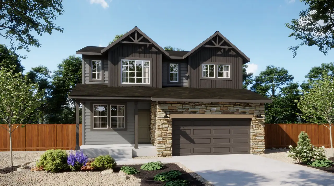 Representative exterior photo of a completed home built from the 3505 by Risewell Homes in Mead Crossing, Mead, CO (Image 2). Representative exterior photo of a completed home built from the 3505 by Risewell Homes in Mead Crossing, Mead, CO (Image 2).