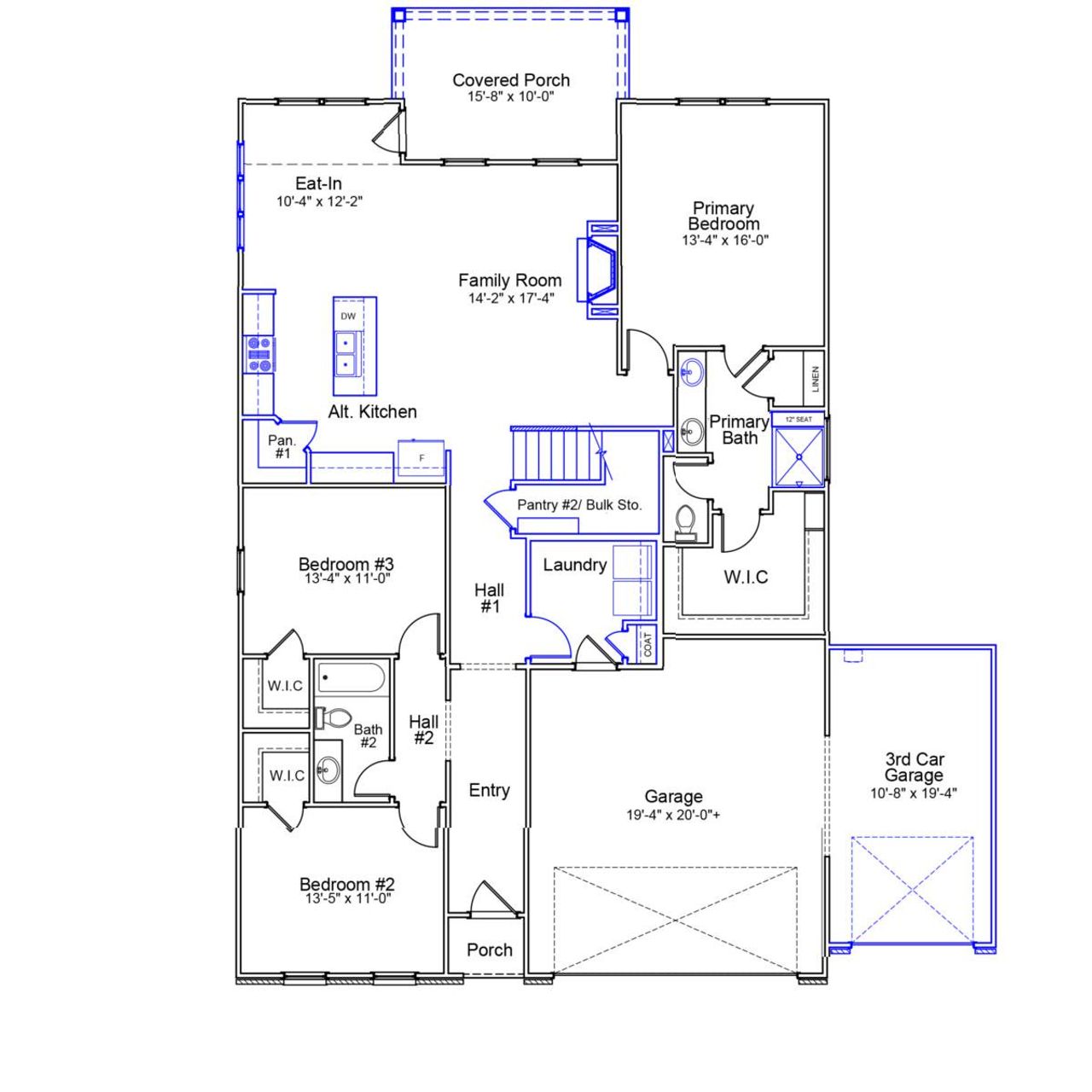 2D floor plan layout of this home in Ridgecrest at Midway, Anderson, SC (Image 2).