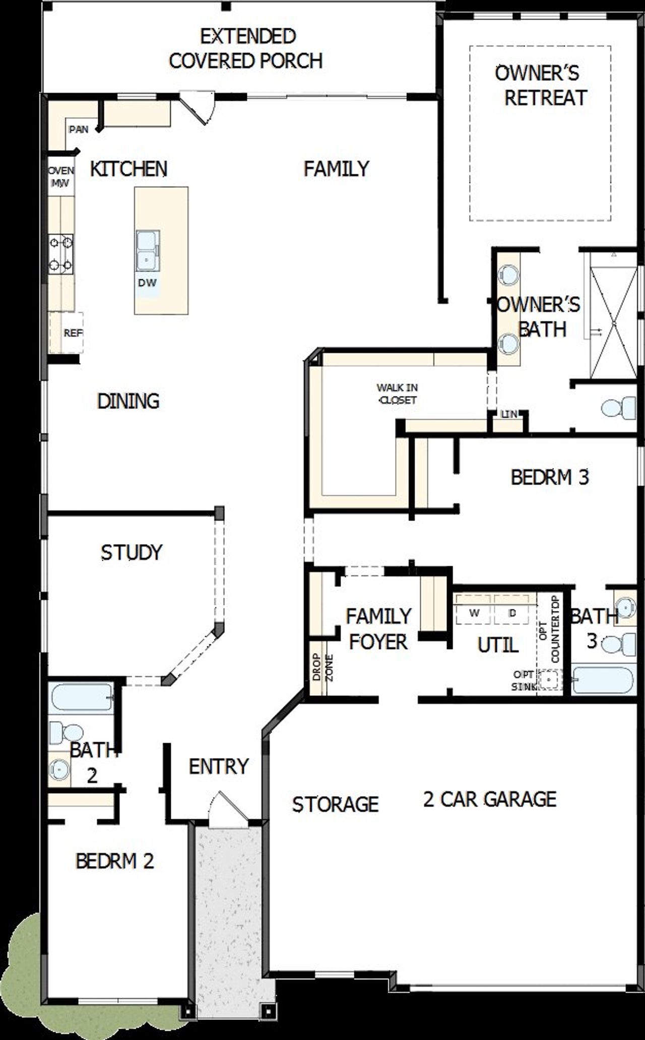 2D floor plan layout of this home in Encore at Chatham Park – Tradition Series, Pittsboro, NC (Image 2).