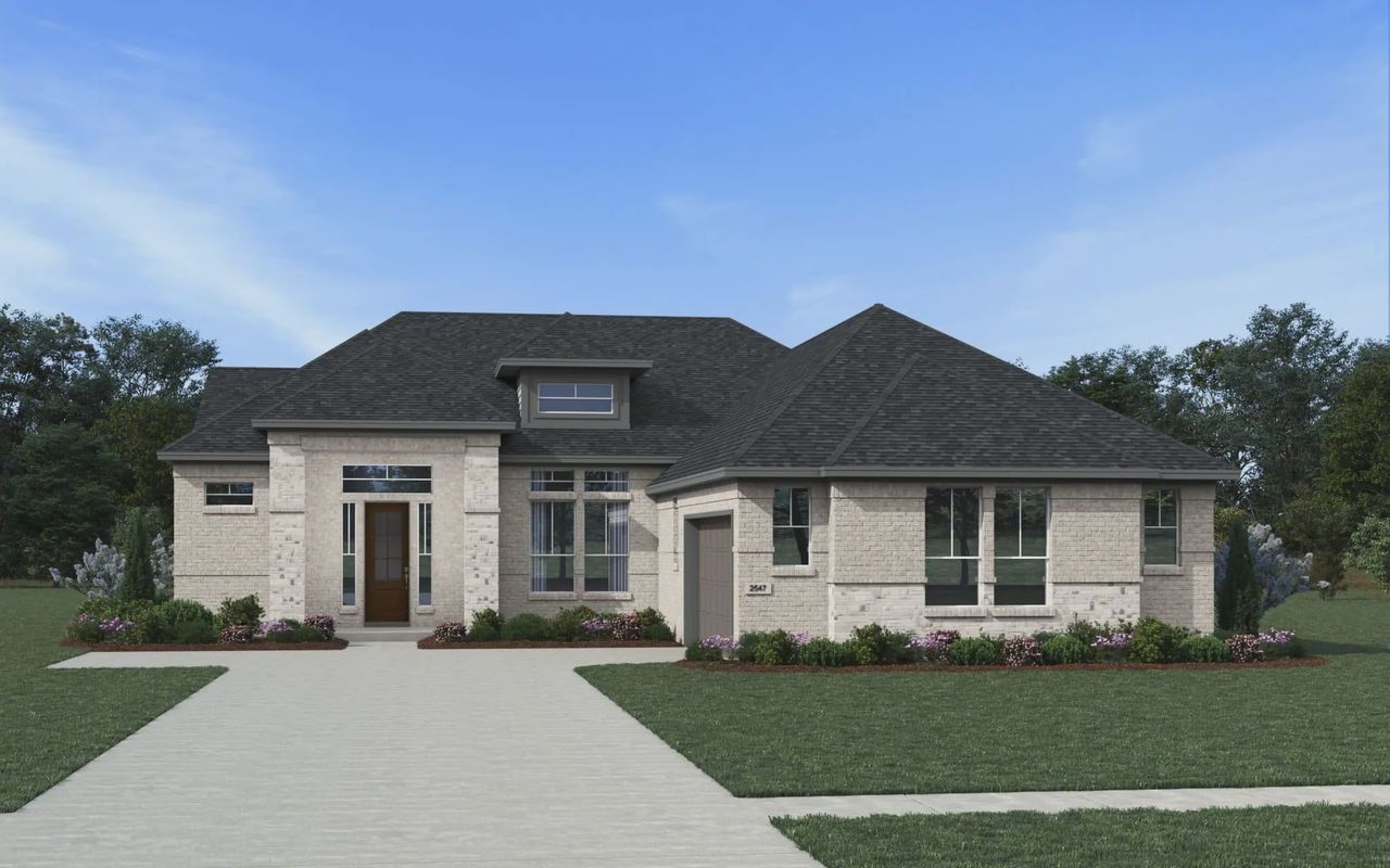 Representative exterior photo of a completed home built from the Estonia by Chesmar Homes in Prominence 60's, San Antonio, TX (Image 2).