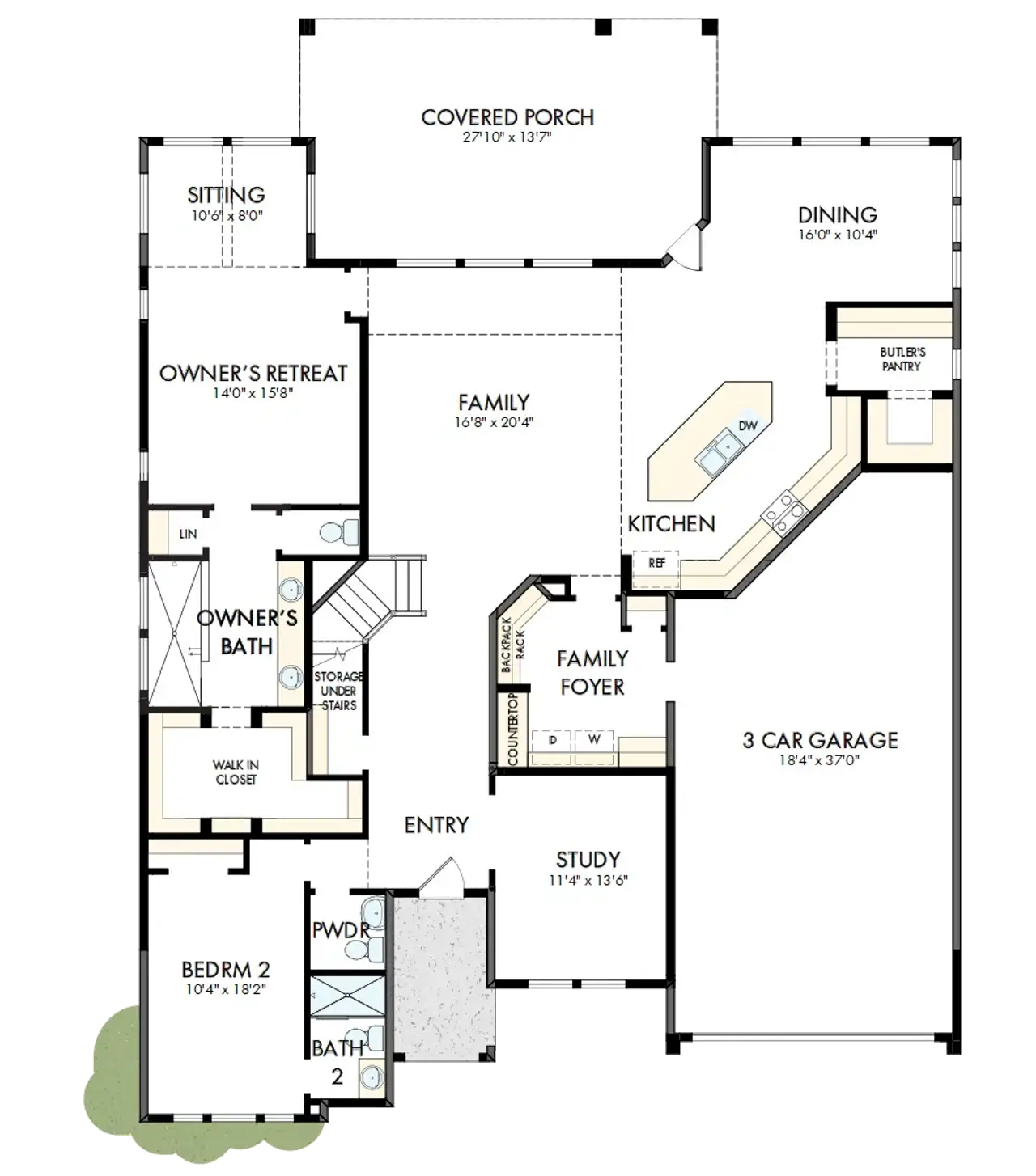 2D floor plan layout of this home in COLTON - Parkview Collection, Todd Mission, TX (Image 2).
