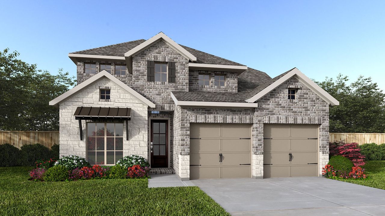 Representative exterior photo of a completed home built from the 2527W by Perry Homes in Valencia 45', Manvel, TX (Image 2). Representative exterior photo of a completed home built from the 2527W by Perry Homes in Valencia 45', Manvel, TX (Image 2).