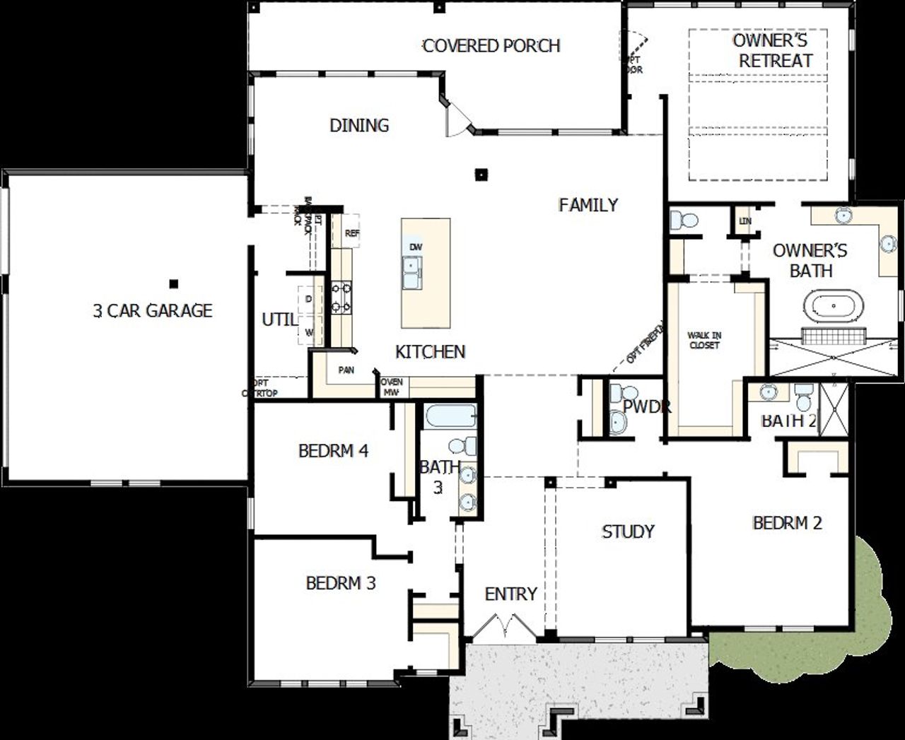2D floor plan layout of this home in Thornebrook, Bulverde, TX (Image 2).