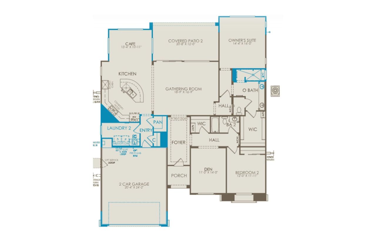 2D floor plan layout of this home in Del Webb at Rocking K, Tucson, AZ (Image 2).