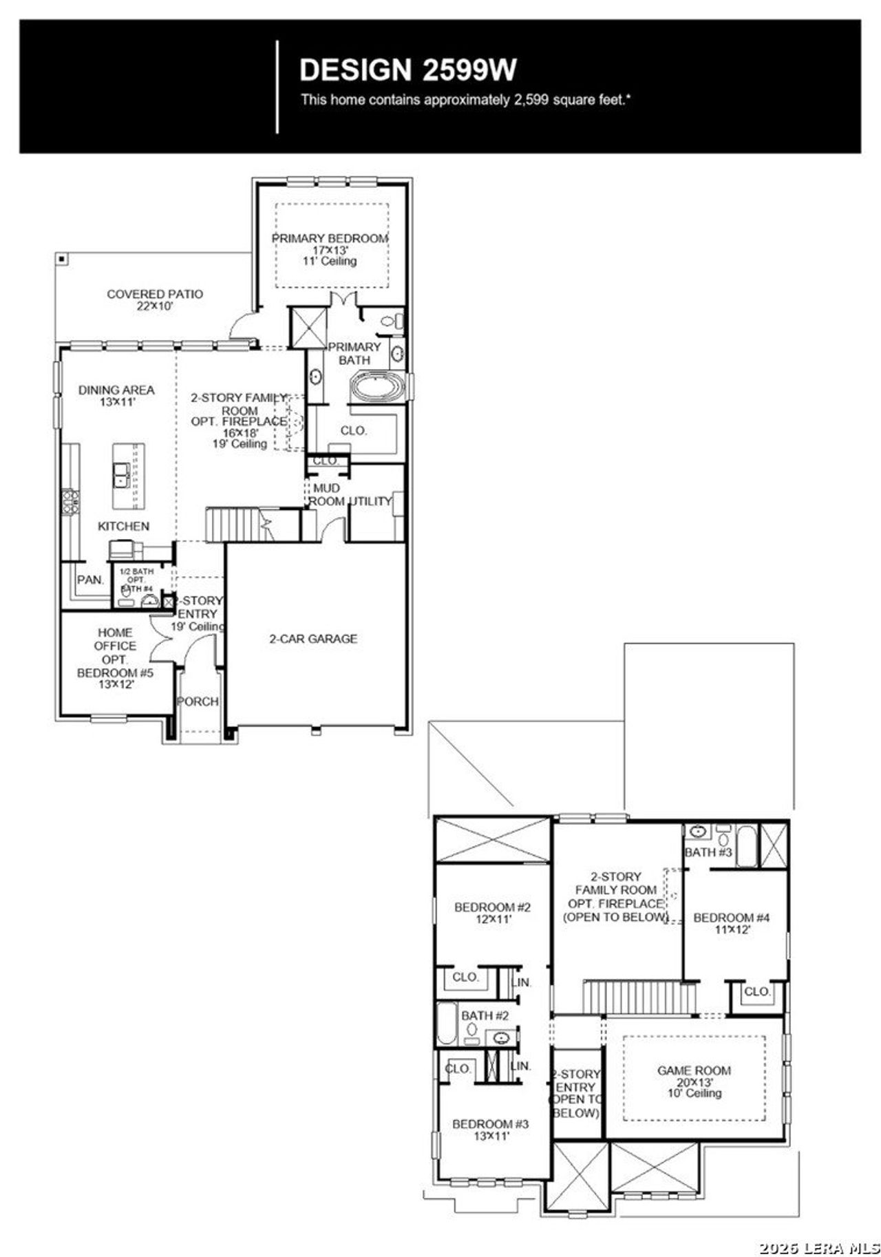 2D floor plan layout of this home in Legacy at Lake Dunlap, New Braunfels, TX (Image 2).