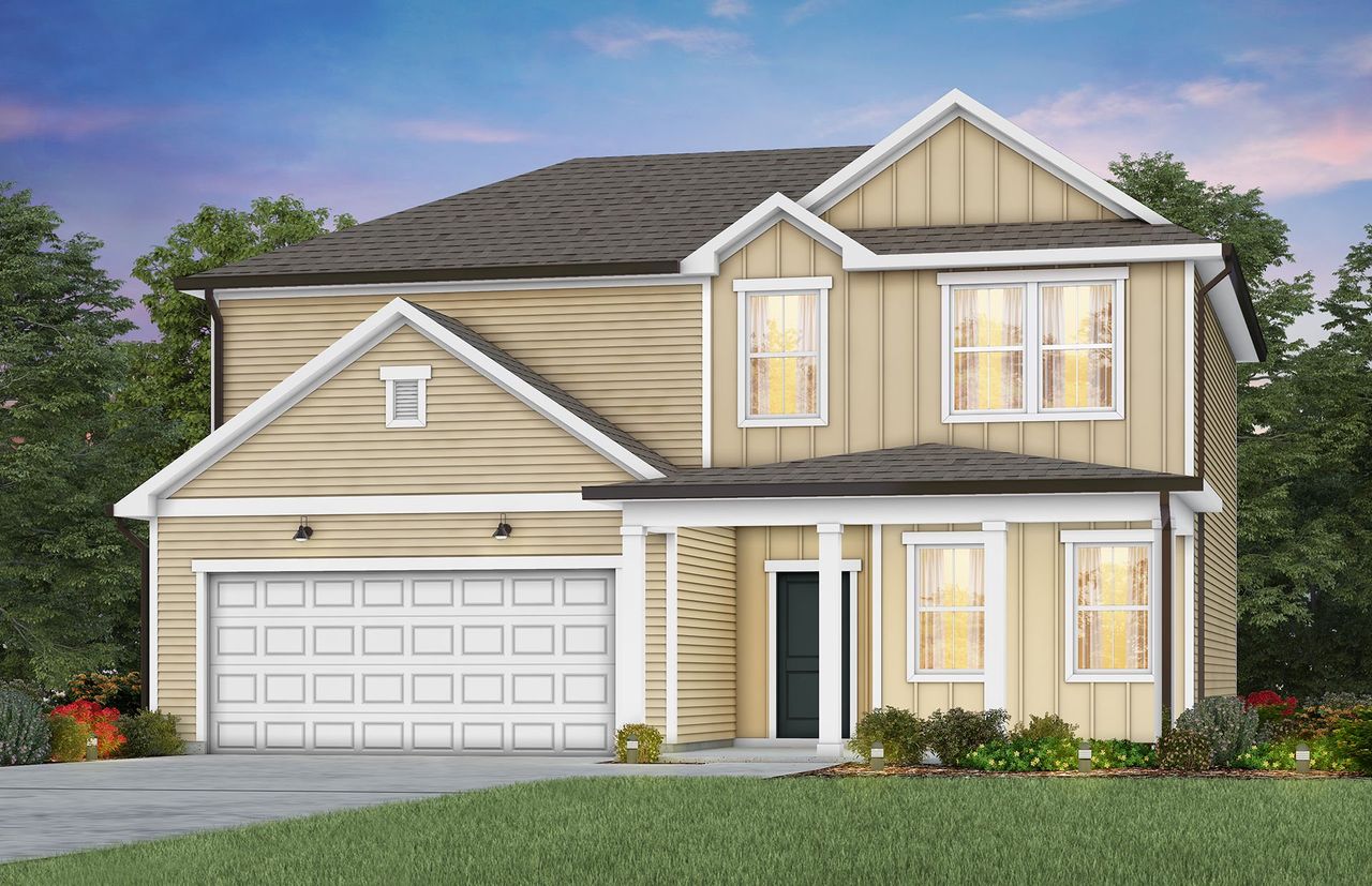 Front exterior of a new home in Highlands of Carter's Station, Columbia, TN, highlighting curb appeal (Image 2). Front exterior of a new home in Highlands of Carter's Station, Columbia, TN, highlighting curb appeal (Image 2).