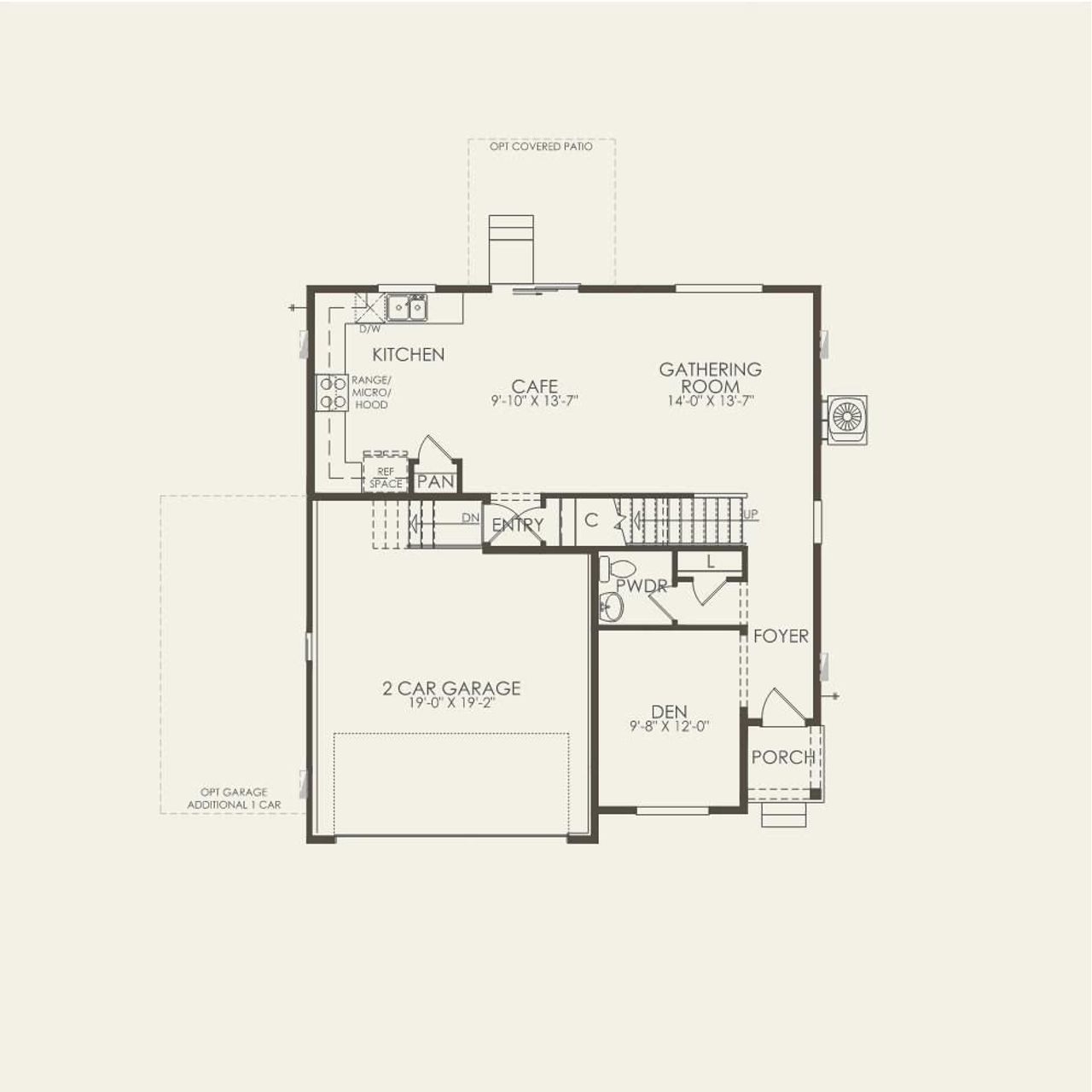2D floor plan layout for the Topaz by Pulte Homes in Murata Farms, Fort Lupton, CO (Image 2).