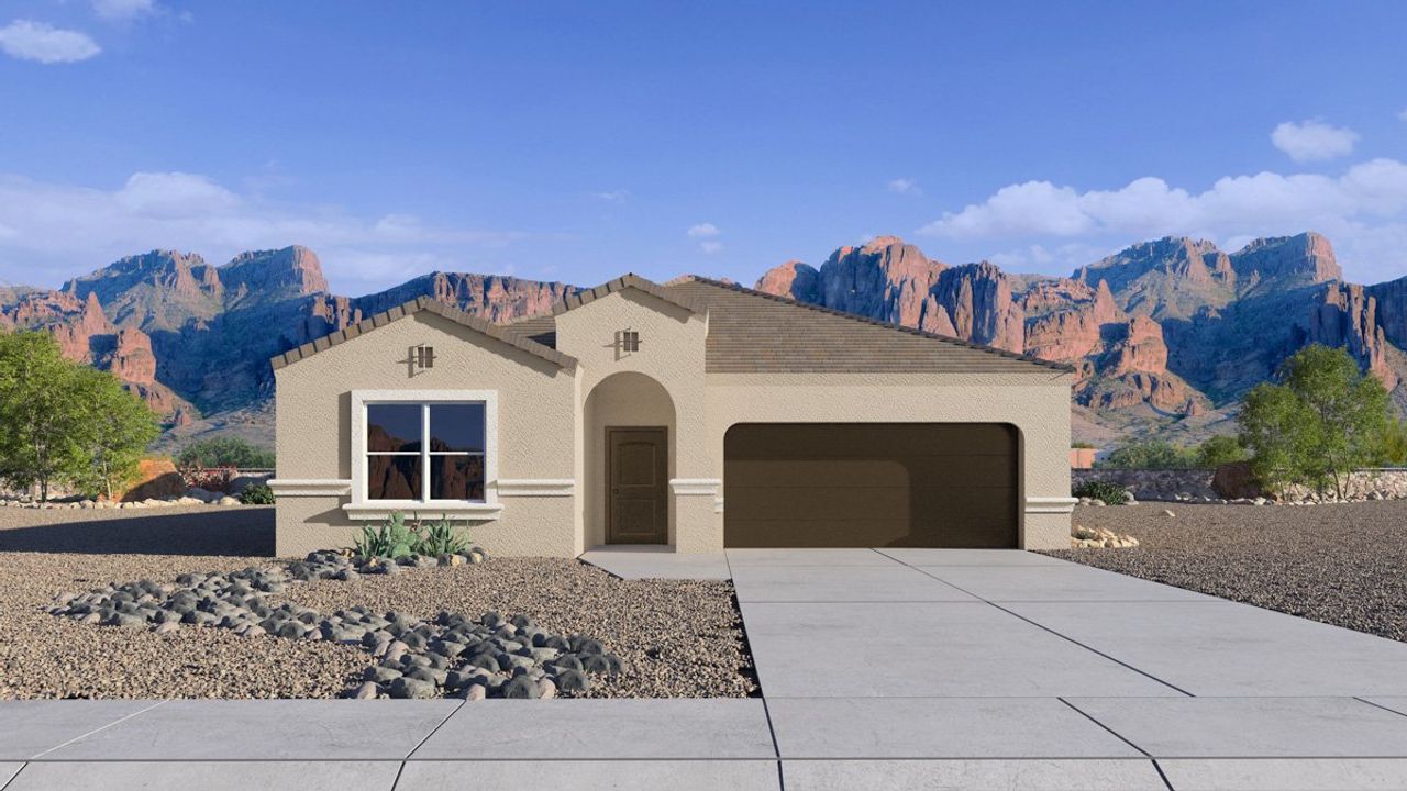 Representative exterior photo of a completed home built from the Blackstone by D.R. Horton in Copper Basin, San Tan Valley, AZ (Image 2). Representative exterior photo of a completed home built from the Blackstone by D.R. Horton in Copper Basin, San Tan Valley, AZ (Image 2).
