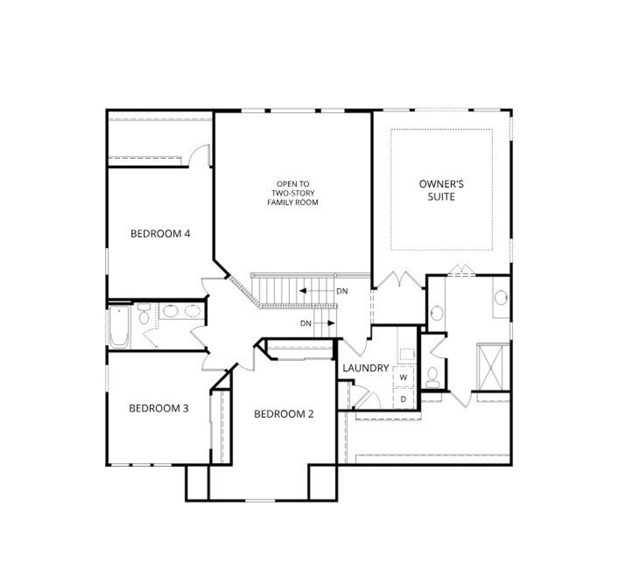 2D floor plan layout for the Clay by Fischer Homes in Veranda Manor, Kennesaw, GA (Image 2).