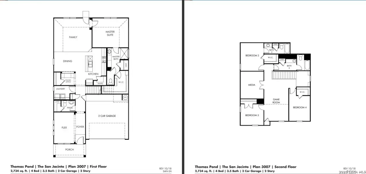 2D floor plan layout of this home in Thomas Pond, San Antonio, TX (Image 2).