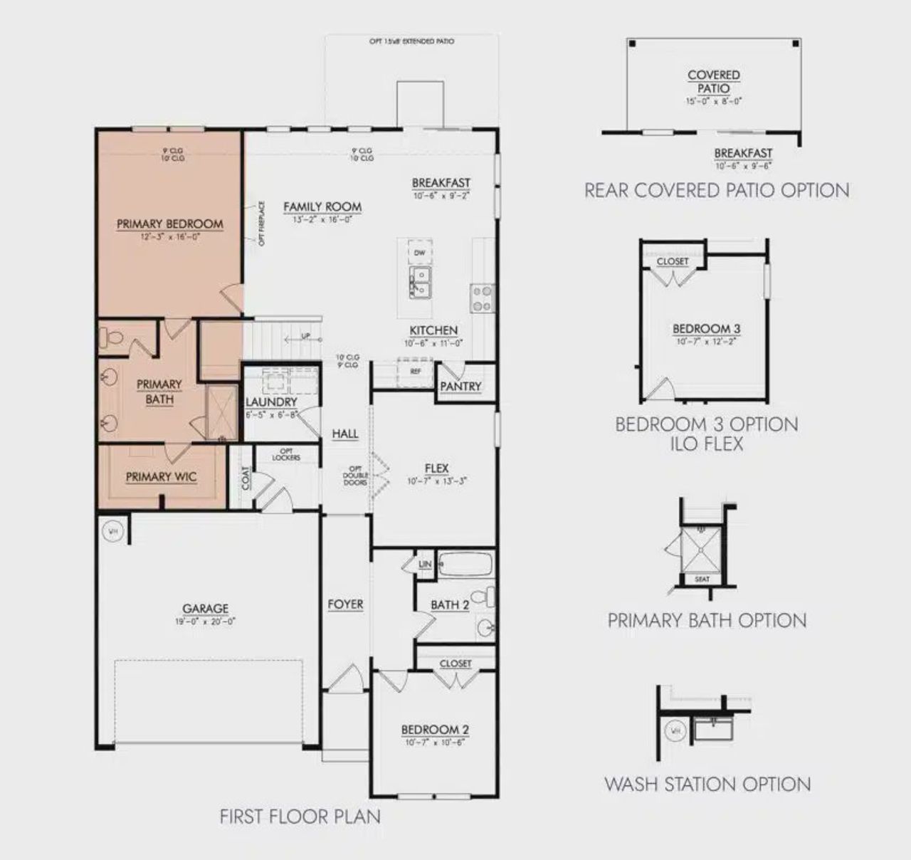 2D floor plan layout for the The Cambridge by Patterson Company in Gardens of Three Rivers, Murfreesboro, TN (Image 2).