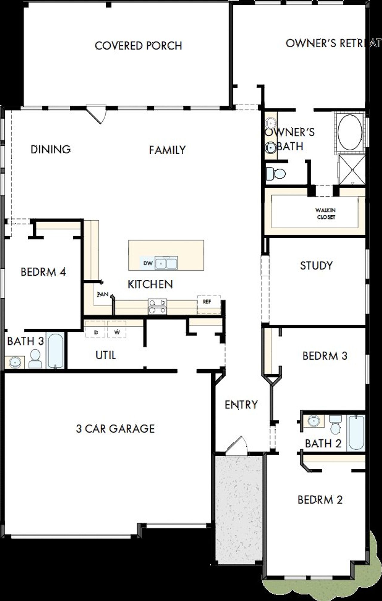 2D floor plan layout of this home in Sundance Cove Lakeside - Overlook View Collection, Crosby, TX (Image 2).