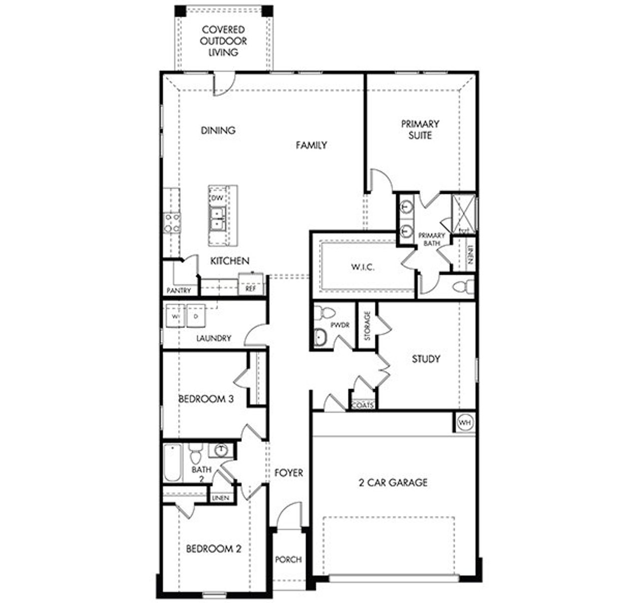 2D floor plan layout of this home in Lakeside Meadows, Pflugerville, TX (Image 2).