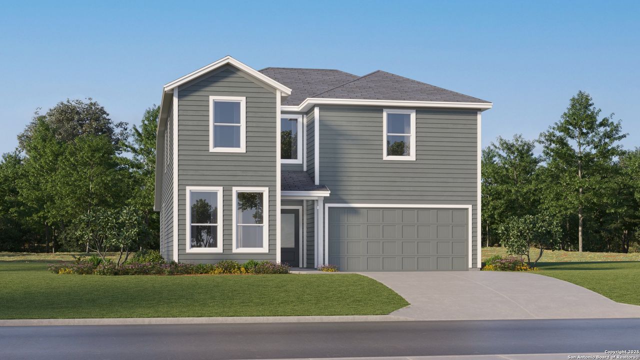 Front exterior of a new home in Kayden Springs, Marion, TX, highlighting curb appeal (Image 2).
